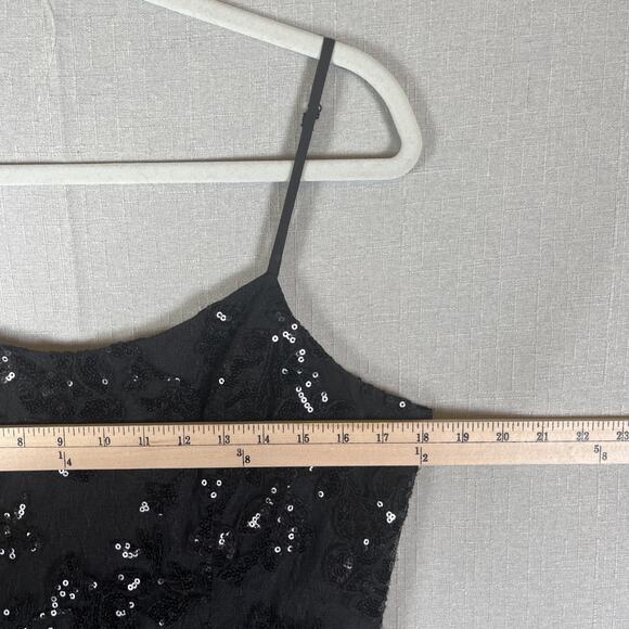 Dress The Population Sequin Floral Lace Tea Length Dress Womens Size Large Black - Picture 4 of 10